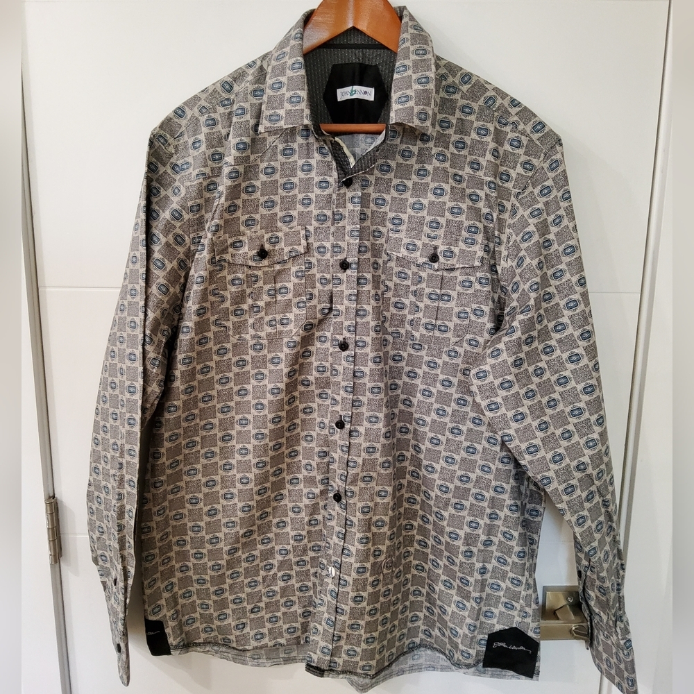 John Lennon Patterned Button-Up Long Sleeve Shirt Size XL
